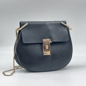 Chloe Drew Black Grain Leather Bag with Gold Hardware